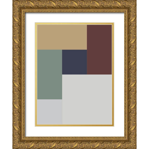 Soft Blocks X Gold Ornate Wood Framed Art Print with Double Matting by Grayscale