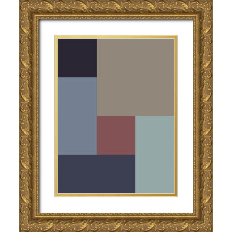 Soft Blocks XI Gold Ornate Wood Framed Art Print with Double Matting by Grayscale