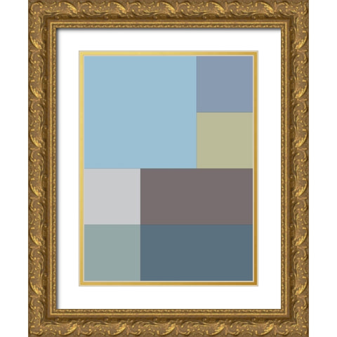 Soft Blocks XIII Gold Ornate Wood Framed Art Print with Double Matting by Grayscale