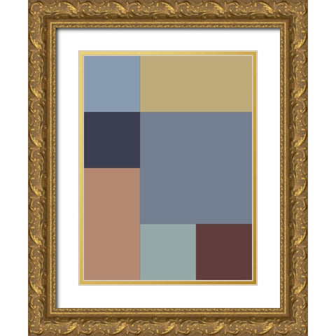 Soft Blocks XIV Gold Ornate Wood Framed Art Print with Double Matting by Grayscale