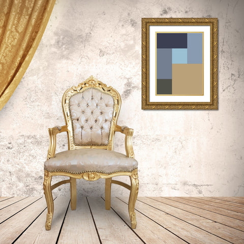Soft Blocks XV Gold Ornate Wood Framed Art Print with Double Matting by Grayscale