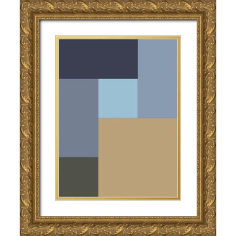 Soft Blocks XV Gold Ornate Wood Framed Art Print with Double Matting by Grayscale