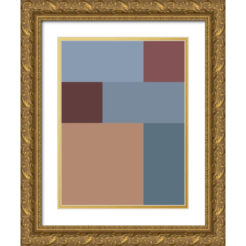 Soft Blocks XVII Gold Ornate Wood Framed Art Print with Double Matting by Grayscale