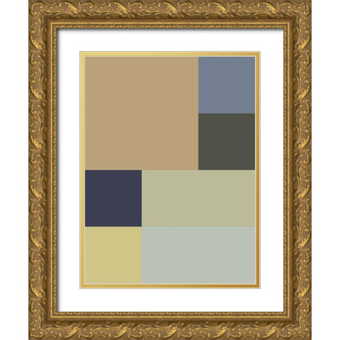 Soft Blocks XVIII Gold Ornate Wood Framed Art Print with Double Matting by Grayscale