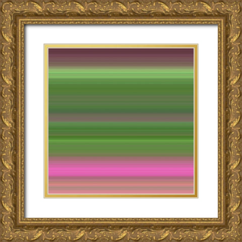 Green Pinstripes II Gold Ornate Wood Framed Art Print with Double Matting by Grayscale