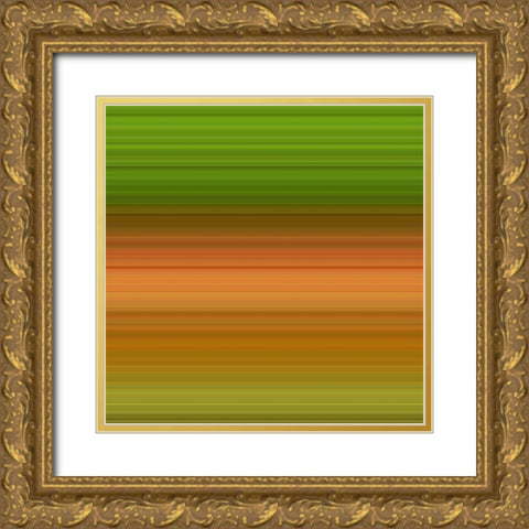 Green Pinstripes III Gold Ornate Wood Framed Art Print with Double Matting by Grayscale
