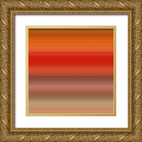 Warm Pinstripes III Gold Ornate Wood Framed Art Print with Double Matting by Grayscale