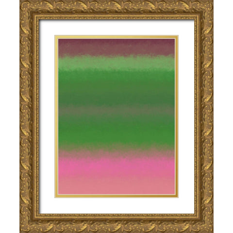 Green Texture Stripes I Gold Ornate Wood Framed Art Print with Double Matting by Grayscale