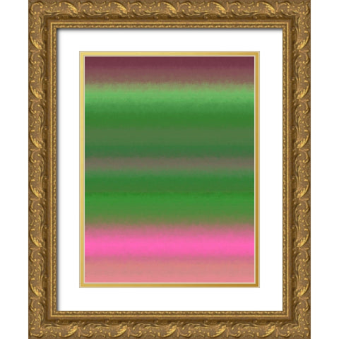 Green Texture Stripes III Gold Ornate Wood Framed Art Print with Double Matting by Grayscale