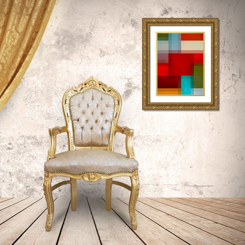 Pixel Blocks I Gold Ornate Wood Framed Art Print with Double Matting by Grayscale
