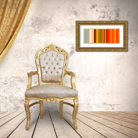Warm Pinstripes IV Gold Ornate Wood Framed Art Print with Double Matting by Grayscale