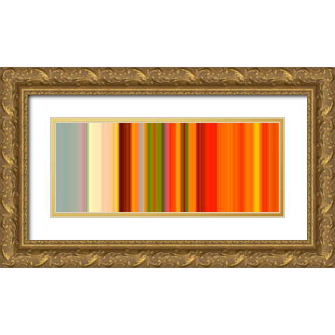 Warm Pinstripes IV Gold Ornate Wood Framed Art Print with Double Matting by Grayscale