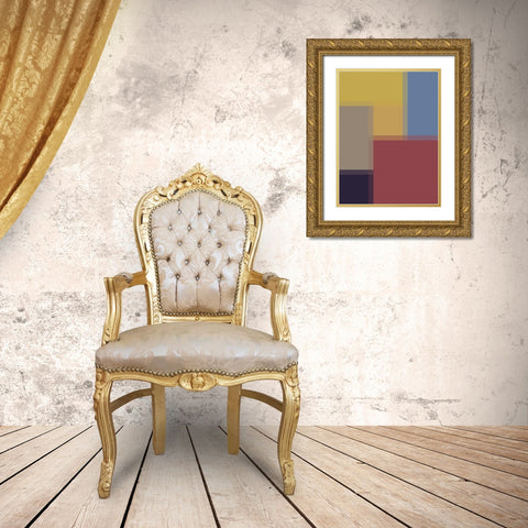 Pixel Blocks II Gold Ornate Wood Framed Art Print with Double Matting by Grayscale
