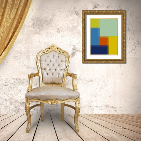 Pixel Blocks III Gold Ornate Wood Framed Art Print with Double Matting by Grayscale