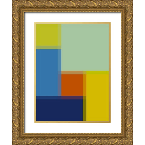 Pixel Blocks III Gold Ornate Wood Framed Art Print with Double Matting by Grayscale