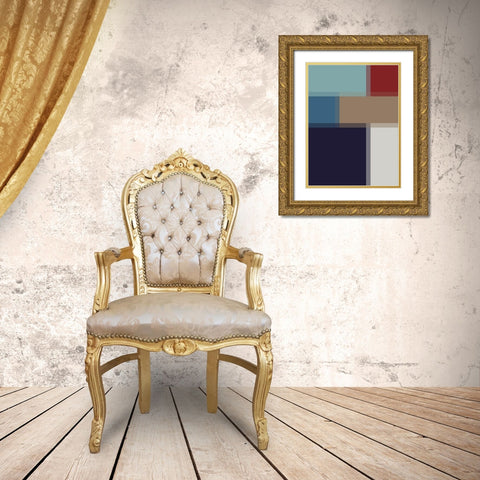 Pixel Blocks IV Gold Ornate Wood Framed Art Print with Double Matting by Grayscale