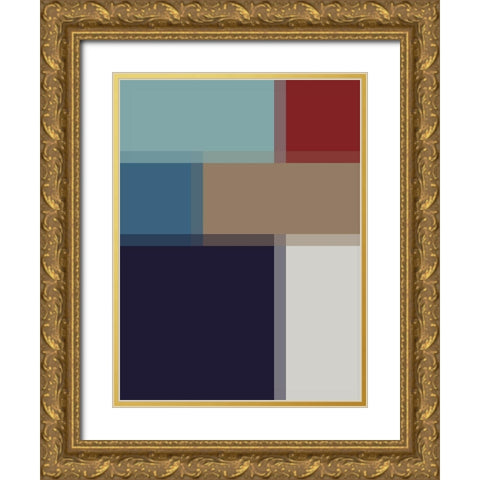 Pixel Blocks IV Gold Ornate Wood Framed Art Print with Double Matting by Grayscale