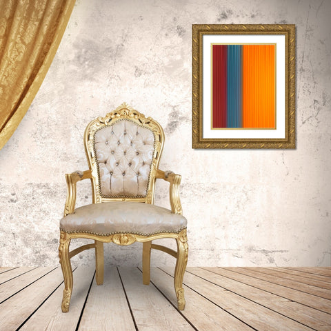Fabric Pinstripes I Gold Ornate Wood Framed Art Print with Double Matting by Grayscale