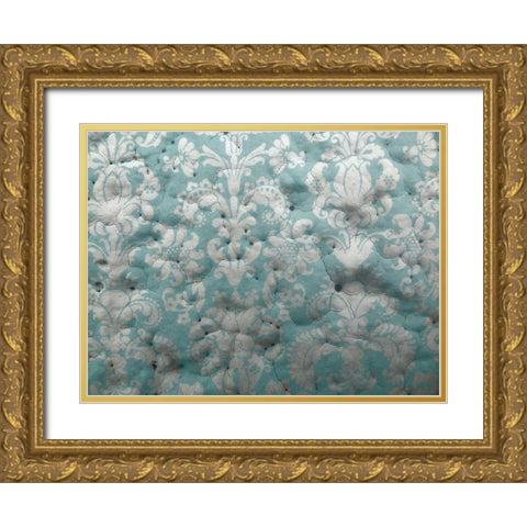 Painted Stencil I Gold Ornate Wood Framed Art Print with Double Matting by Grayscale
