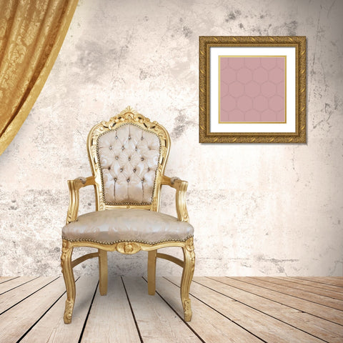 Isometric Hive XII Gold Ornate Wood Framed Art Print with Double Matting by Grayscale