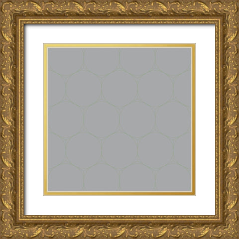 Isometric Hive XV Gold Ornate Wood Framed Art Print with Double Matting by Grayscale