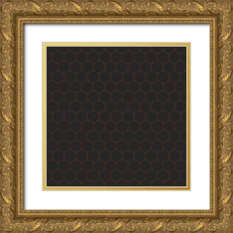 Small Isometric Hive IV Gold Ornate Wood Framed Art Print with Double Matting by Grayscale