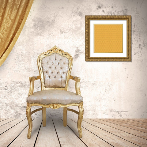 Small Isometric Hive VII Gold Ornate Wood Framed Art Print with Double Matting by Grayscale