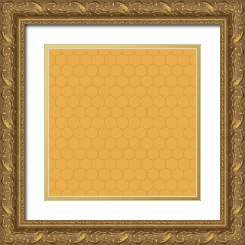 Small Isometric Hive VII Gold Ornate Wood Framed Art Print with Double Matting by Grayscale