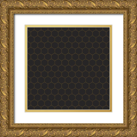 Small Isometric Hive IX Gold Ornate Wood Framed Art Print with Double Matting by Grayscale