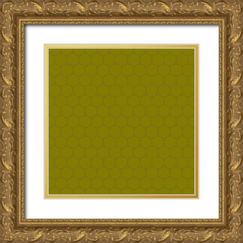 Small Isometric Hive XIII Gold Ornate Wood Framed Art Print with Double Matting by Grayscale