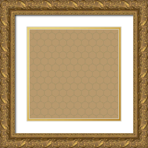 Small Isometric Hive XVI Gold Ornate Wood Framed Art Print with Double Matting by Grayscale