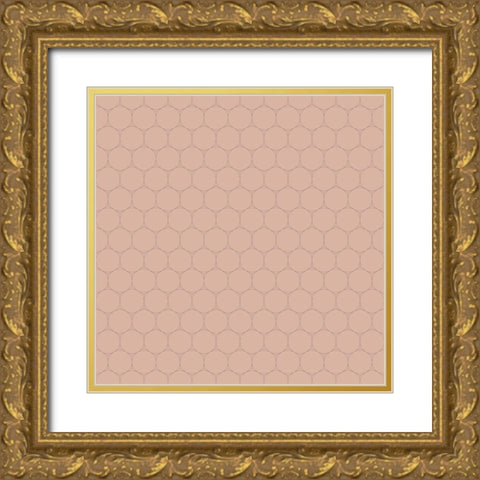 Small Isometric Hive XVII Gold Ornate Wood Framed Art Print with Double Matting by Grayscale