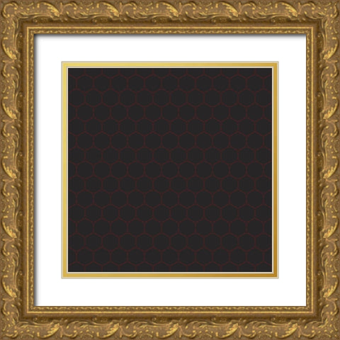 Small Isometric Hive XVIII Gold Ornate Wood Framed Art Print with Double Matting by Grayscale