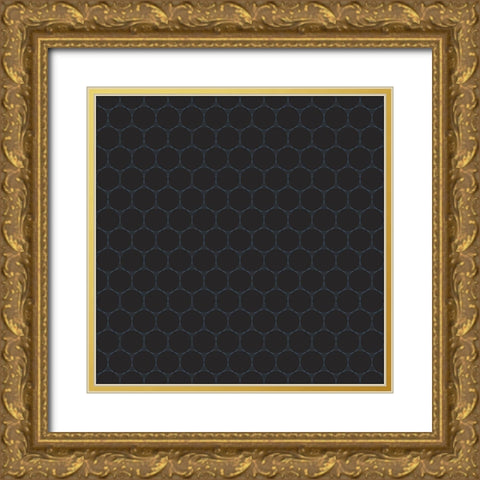 Small Isometric Hive XIX Gold Ornate Wood Framed Art Print with Double Matting by Grayscale