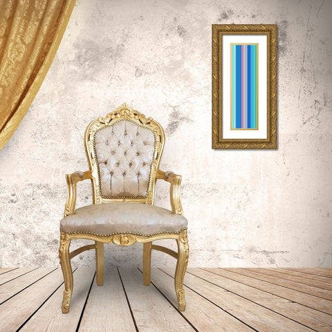 Stripe Totem III Gold Ornate Wood Framed Art Print with Double Matting by Grayscale