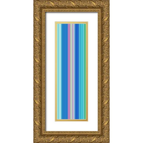 Stripe Totem III Gold Ornate Wood Framed Art Print with Double Matting by Grayscale