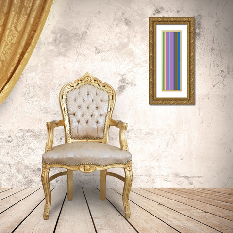 Stripe Totem IV Gold Ornate Wood Framed Art Print with Double Matting by Grayscale