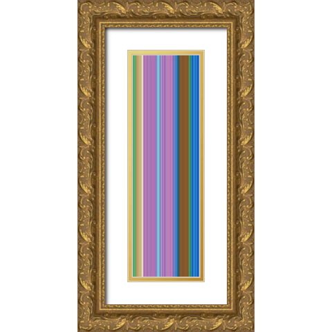 Stripe Totem IV Gold Ornate Wood Framed Art Print with Double Matting by Grayscale