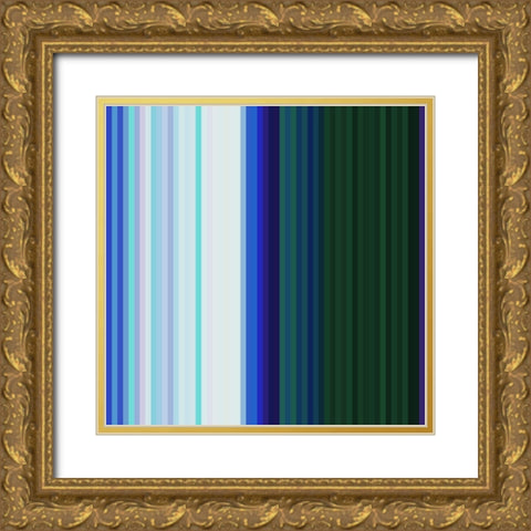 Pinstripes V Gold Ornate Wood Framed Art Print with Double Matting by Grayscale