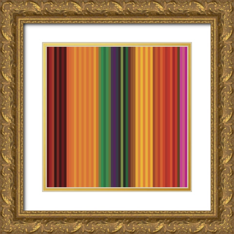 Pinstripes IX Gold Ornate Wood Framed Art Print with Double Matting by Grayscale