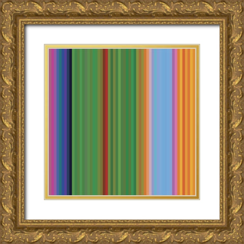 Pinstripes X Gold Ornate Wood Framed Art Print with Double Matting by Grayscale