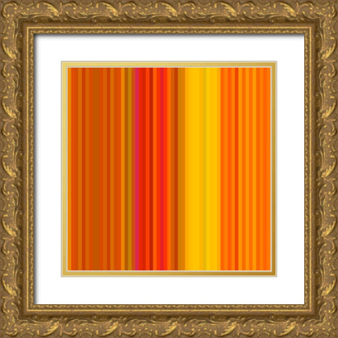 Pinstripes XIX Gold Ornate Wood Framed Art Print with Double Matting by Grayscale
