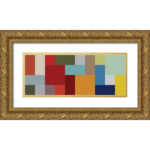 Bright Blocks Wide II Gold Ornate Wood Framed Art Print with Double Matting by Grayscale