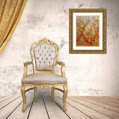 Pretty Pattern II Gold Ornate Wood Framed Art Print with Double Matting by Grayscale