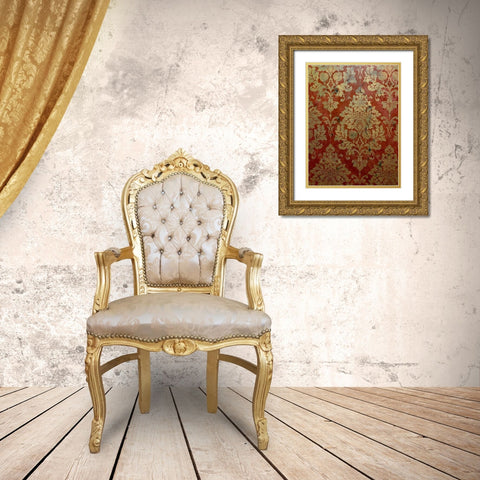 Pretty Pattern III Gold Ornate Wood Framed Art Print with Double Matting by Grayscale