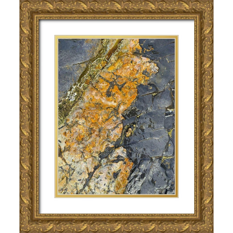 Rock Stripe V Gold Ornate Wood Framed Art Print with Double Matting by Grayscale