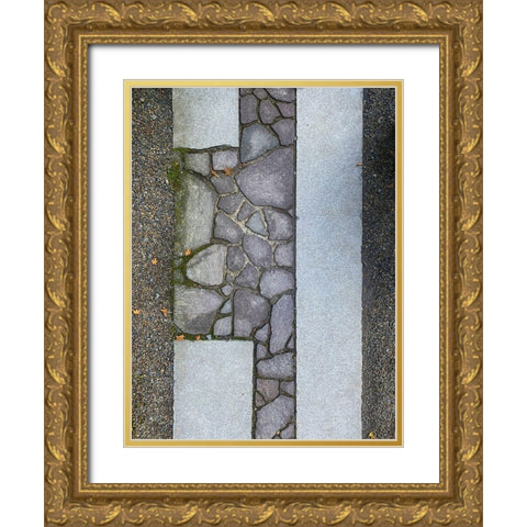 Stone Stripe I Gold Ornate Wood Framed Art Print with Double Matting by Grayscale