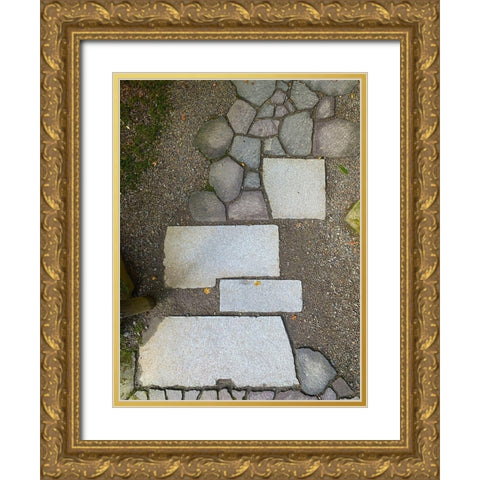 Stone Stripe II Gold Ornate Wood Framed Art Print with Double Matting by Grayscale