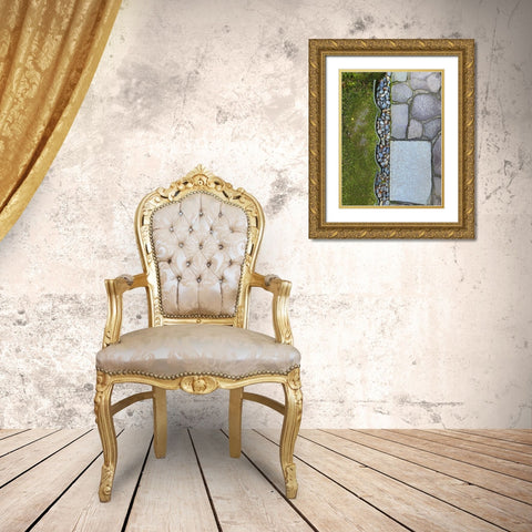 Stone Stripe III Gold Ornate Wood Framed Art Print with Double Matting by Grayscale