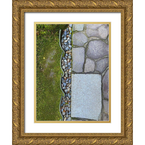 Stone Stripe III Gold Ornate Wood Framed Art Print with Double Matting by Grayscale